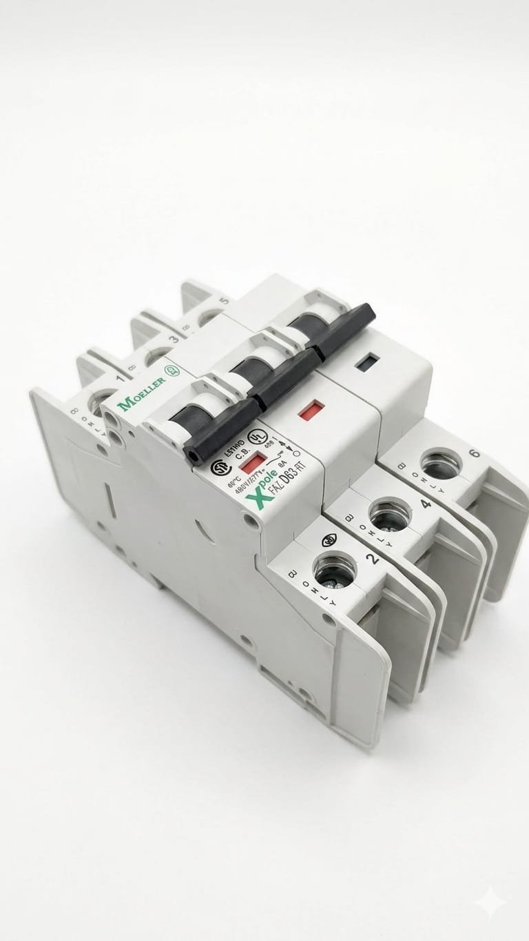 Interruptor termomagnético de 3 polos. Capacidad: 6 Amperes